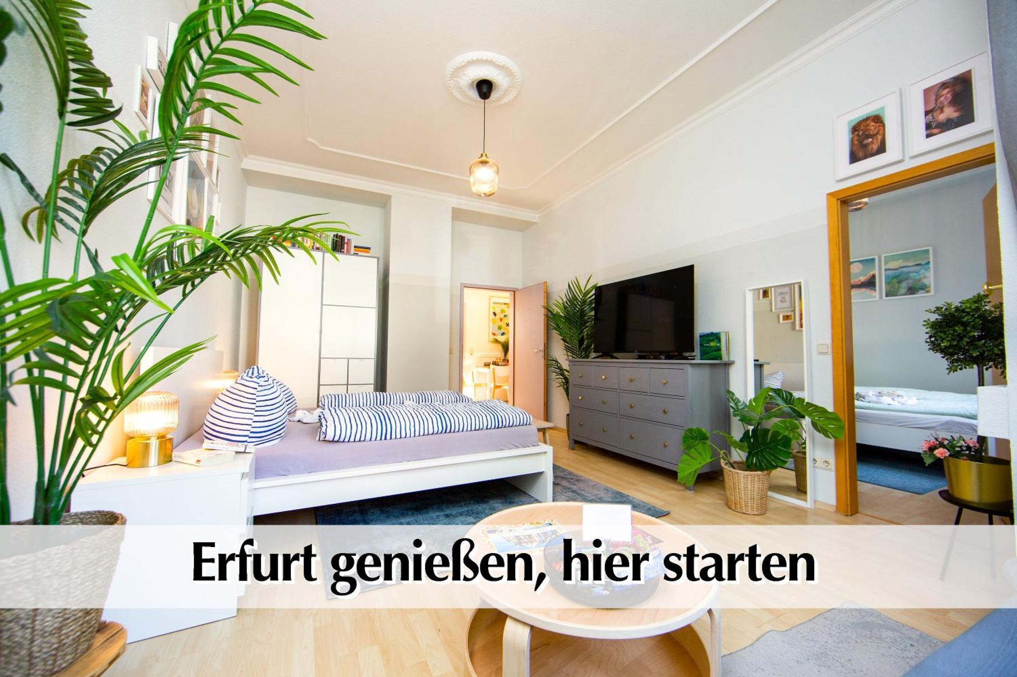ארפורט 12 Fewos Im Jugendstilhaus Mit Aufzug, Terrasse, Kingsize-Bett, Smart-Tv, Etc חדר תמונה